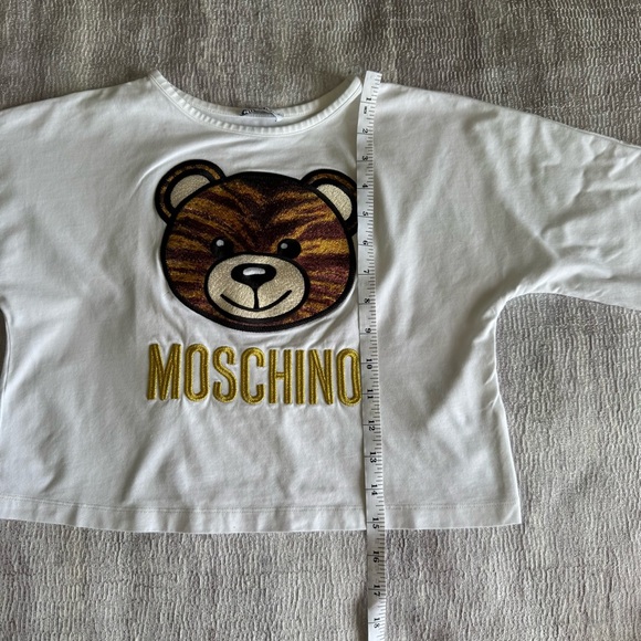 Moschino Kids White and Brown Bear Long Sleeve Tee, Size 8 - Picture 6 of 12